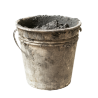 Bucket of cement sitting alone on a transparent background, showcasing its rough texture and practical use, bucket of cement, isolated on transparent background png