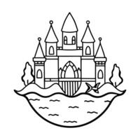 Fantasy underwater Floating Castle Illustration with Intricate Architectural Details vector