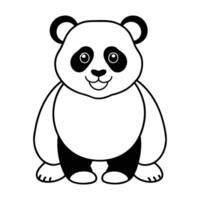 Panda Outline for Coloring Book with Round Face vector