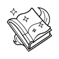 Cute Open Storybook Outline for Coloring Book with Sparkling Stars vector