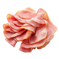 Sliced ham arranged elegantly on a clean transparent background for culinary presentations and meal preparation, Sliced ham isolated on transparent background png