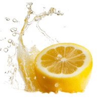 Fresh lemon cut in half with juice splashing on a clean transparent background during bright daylight, Fresh grape juice splash on transparent background png
