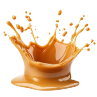 delicioso caramelo respingo criando dinâmico padrões isolado em uma brilhante transparente fundo, exibindo Está rico textura, delicioso caramelo respingo isolado em transparente fundo png