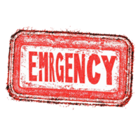 Red emergency text stamp on a transparent background conveying urgency for critical situations, Red EMERGENCY Text Stamp on transparent background png