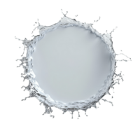 Water splashes dramatically from a circular shape, creating dynamic droplets in a minimalist setting, Water splashing out from circle shape isolated 3d rendering png