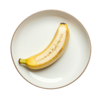 Fresh banana slice on a clean plate isolated against a transparent background for healthy eating, slice banana in a plate isolated on transparent background png