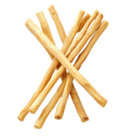 Saltsticks arranged neatly on a transparent background, highlighting their texture and color for a simple snack presentation, saltsticks isolatedn on transparent background png