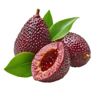 Salak fruit with green leaves presented on a transparent background for creative culinary ideas and healthy snacking, Fruit Salak with leaf isolated on transparent background png