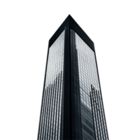 The sleek skyscraper dominates the view from below, emphasizing its height and modern design, skyscraper, isolated transparent background png