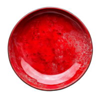 Vibrant red dish positioned on a clean transparent background showcasing artistic craftsmanship and color contrast, red dish on transparent background png