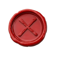Red wax seal featuring a rejected symbol on a plain background for crafting or document sealing, Wax Seal with Rejected Word Isolated Stock Illustration png
