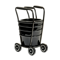 A practical black rolling caddy on a transparent background suitable for various storage needs, Black Rolling caddy isolated on transparent background png