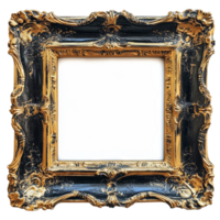 Elegant black and gold baroque photo frame on a transparent background for decorative purposes, black gold baroque photo frame, isolated on transparent background,isolated transparent background png