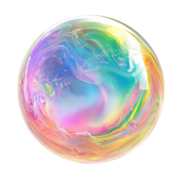 Rainbow colored soap bubble floating in the air against a pure transparent background, showcasing vibrant hues and patterns, rainbow colors soap bubble isolated on transparent background png