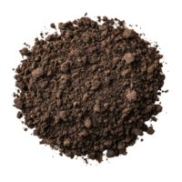 Fine soil isolated on a transparent background, showcasing its texture and color for educational purposes or product display, soil isolated on transparent background png