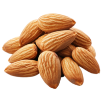 Fresh almonds arranged attractively against a bright transparent background, Almonds isolated png