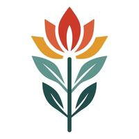 Modern floral geometric design with vibrant colors. Features symmetrical patterns of a stylized flower. Suitable for logos, prints, and digital media applications. vector