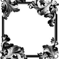 Sophisticated black border with floral patterns and space for customization, black border design png