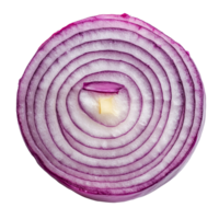 A freshly sliced red onion showcasing its vibrant layers against a transparent background for culinary use, slice onion on transparent background png