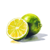 Fresh yellow lime sliced in half on a clean transparent background showcasing vibrant citrus colors and textures, yellow lime on transparent background png