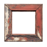 Rustic wooden photo frame on a transparent surface showcasing a distressed finish, wooden photo frame on transparent backgroundfile png