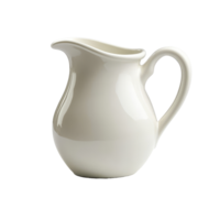 Stylish transparent milk jug stands elegantly on a minimalistic surface, perfect for serving beverages in modern settings, Milk or cream jug isolated png