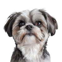 Charming Shih Tzu dog poses adorably in a studio against a clean transparent backdrop, Shih Tzu dog in studio on transparent background png