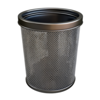 Mesh trash can isolated on a clean transparent background, perfect for office or home use in waste disposal, mesh trash can isolated on transparent background png