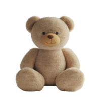 Adorable bear plush toy seated on a transparent background highlighting its soft texture and design, Bear plush Teddy bear on transparent background png