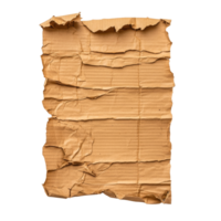 Torn pieces of corrugated paper placed on a transparent background for artistic display, A sheet of corrugated paper is torn into pieces on transparent backgroundfile png