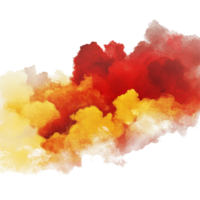 Vibrant red and yellow clouds blending on a transparent background create an artistic and whimsical atmosphere, Red and yellow clouds on transparent background png