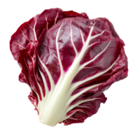 Freshly sliced red radicchio on a transparent background showcasing vibrant colors and intricate leaf patterns, slice fresh red radicchio isolated on transparent background png
