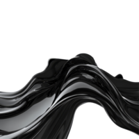 Elegant black liquid flowing in wave patterns against a bright transparent background, black color liquid flowing wave isolated on transparent background png