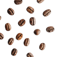Coffee beans scattered across a flat transparent background for a fresh and inviting coffee aesthetic, Coffee beans over transparent background flat lay Stock Photo png