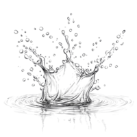 Dynamic water splash creating ripples in a tranquil pond during daylight, showcasing movement and fluidity, Water splash Stock Illustration png