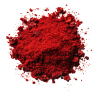 Bright red powdered dried pepper on a clean transparent background for culinary use or spice cataloging, Powdered dried red pepper on transparent background png