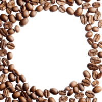fresco café feijões arranjado dentro uma circular padronizar contra uma transparente fundo criando uma perfeito cópia de espaço para criativo usar, café feijões com volta copyspace contra transparente fundo png