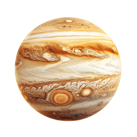 Detailed view of the planet Jupiter isolated on a transparent background showcasing its iconic bands and storm systems, jupiter planet isolated on transparent background png