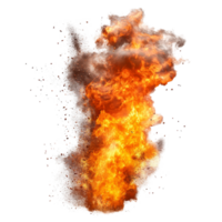 Intense explosion of fire with smoke on a transparent background creating dynamic energy and visual impact, explosion of fire on a transparent background png