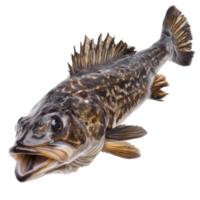 Lingcod fish isolated against a transparent background showcasing its detailed features and colors, a lingcod fish isolated on transparent background png