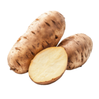 Fresh yam potato isolated on a bright transparent background showcasing natural texture and color, yam potato isolated on transparent background png