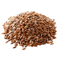 A heap of brown flax seeds isolated on a transparent background, highlighting their natural texture and shape, Flax seeds heap isolated on transparent background png