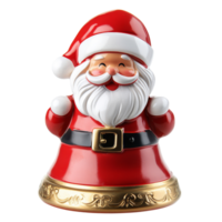 Charming Santa Claus bell decoration isolated against a transparent background perfect for holiday festivities, typical Santa Claus bell isolated on transparent background png