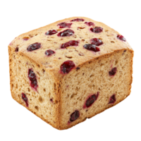 Wholemeal cranberry bread loaf on a transparent background perfect for healthy snacking or breakfast any time of the day, Wholemeal cranberry bread isolated png