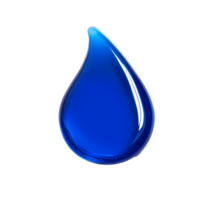 Single blue liquid droplet isolated on a transparent background showcasing its glossy surface and unique shape, single blue liquid droplet isolated on transparent background png