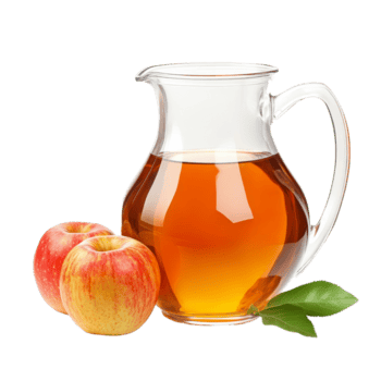 rinfrescante Mela succo nel un' chiaro brocca con mele su un' trasparente sfondo, Mela succo nel un' brocca isolato png