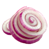 Freshly sliced red onion on a transparent background, showcasing its vibrant color and circular layers for culinary use, sliced onion on transparent background png