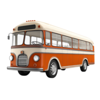 A vintage orange and cream bus stands isolated on a transparent background, showcasing classic design features, bus isolated on transparent png
