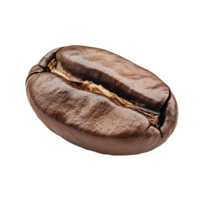 A single coffee bean isolated on a transparent background showcasing its distinct texture and shape, coffee bean isolated on transparent background png