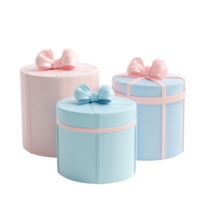 Pastel gift boxes with bows on a transparent background for special occasions and celebrations, Gift boxes 3d render pastel color isolated on transparent background png